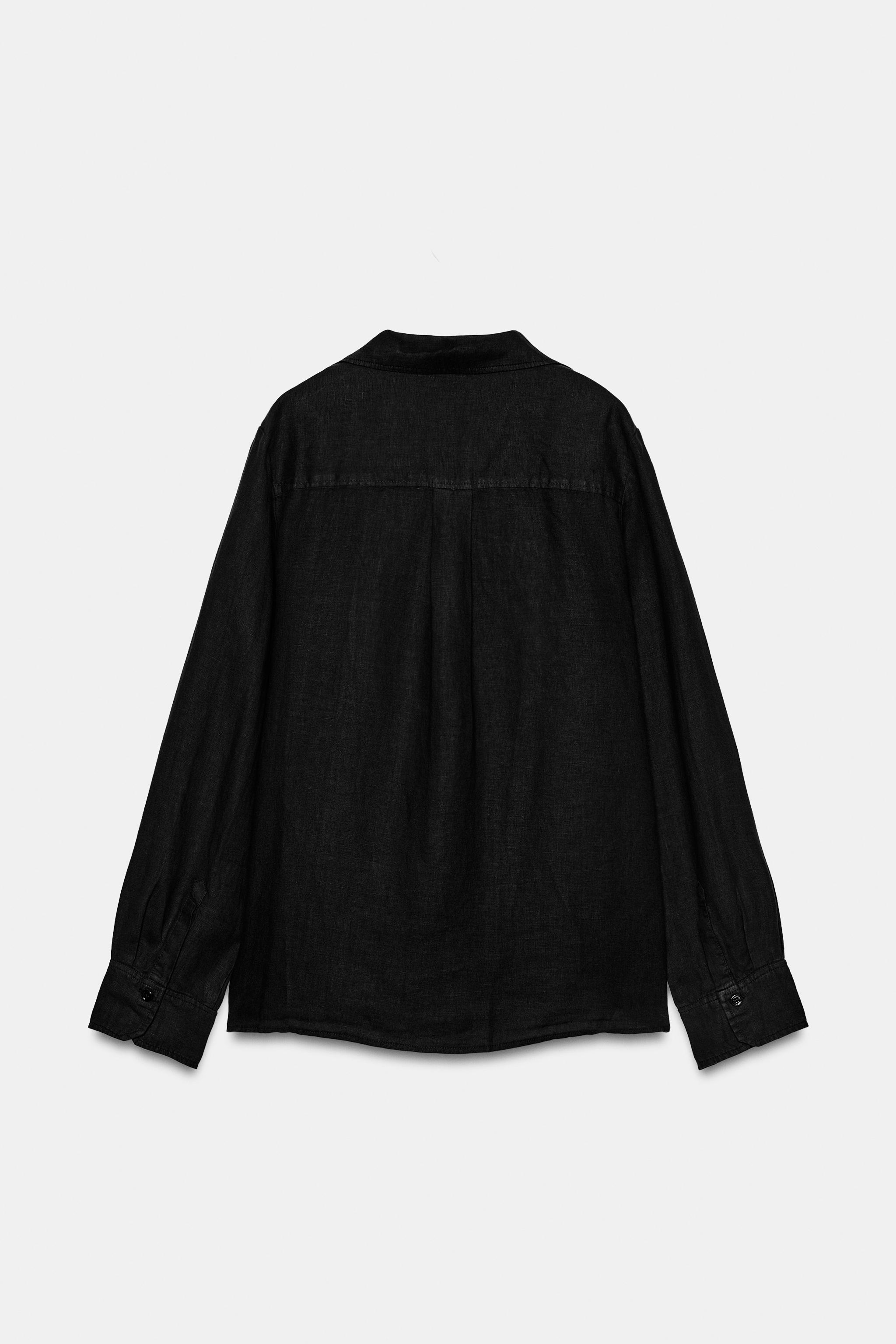 Женские рубашки Zara 100% LINEN POCKET SHIRT ZW COLLECTION — фото 7