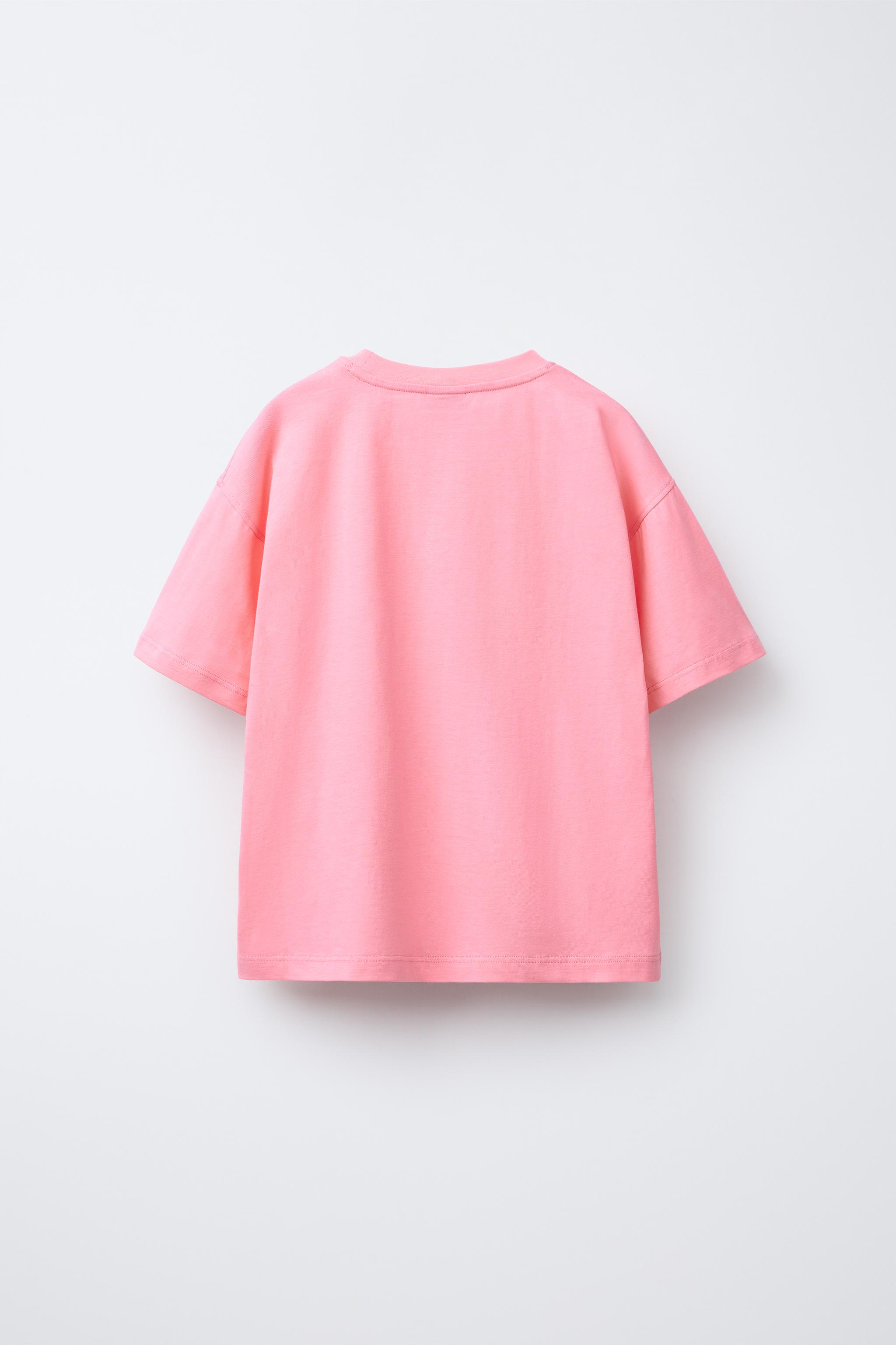 【ZARA】コントラストプリント Ｔシャツ ピンク | 6224/438/620 COMBINATION PRINT T-SHIRT - Pink | ZARA United States