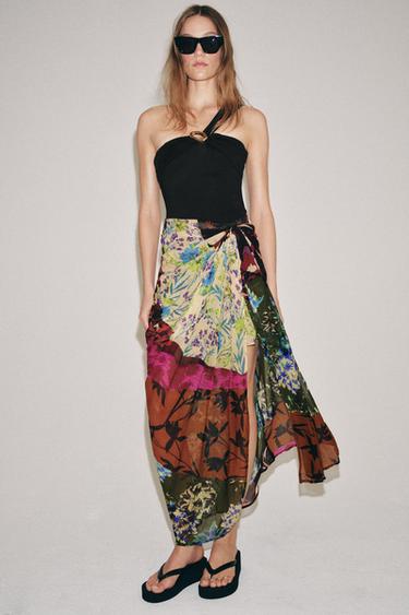 BEDRUCKTER DRAPIERTER WICKELROCK - Bunt von Zara