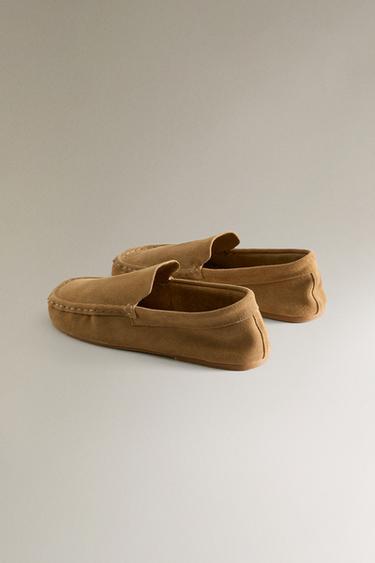 MOCASSINS CROÛTE DE CUIR - Beige de Zara - Image 4