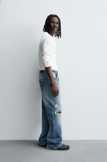 RIPPED RELAXED FIT JEANS - Blue by Zara - Image 3