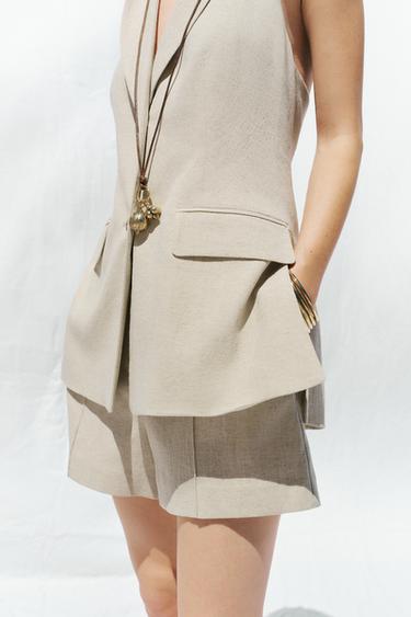 HALTER NECK WAISTCOAT WITH LINEN BLEND - Light beige by Zara - Image 4