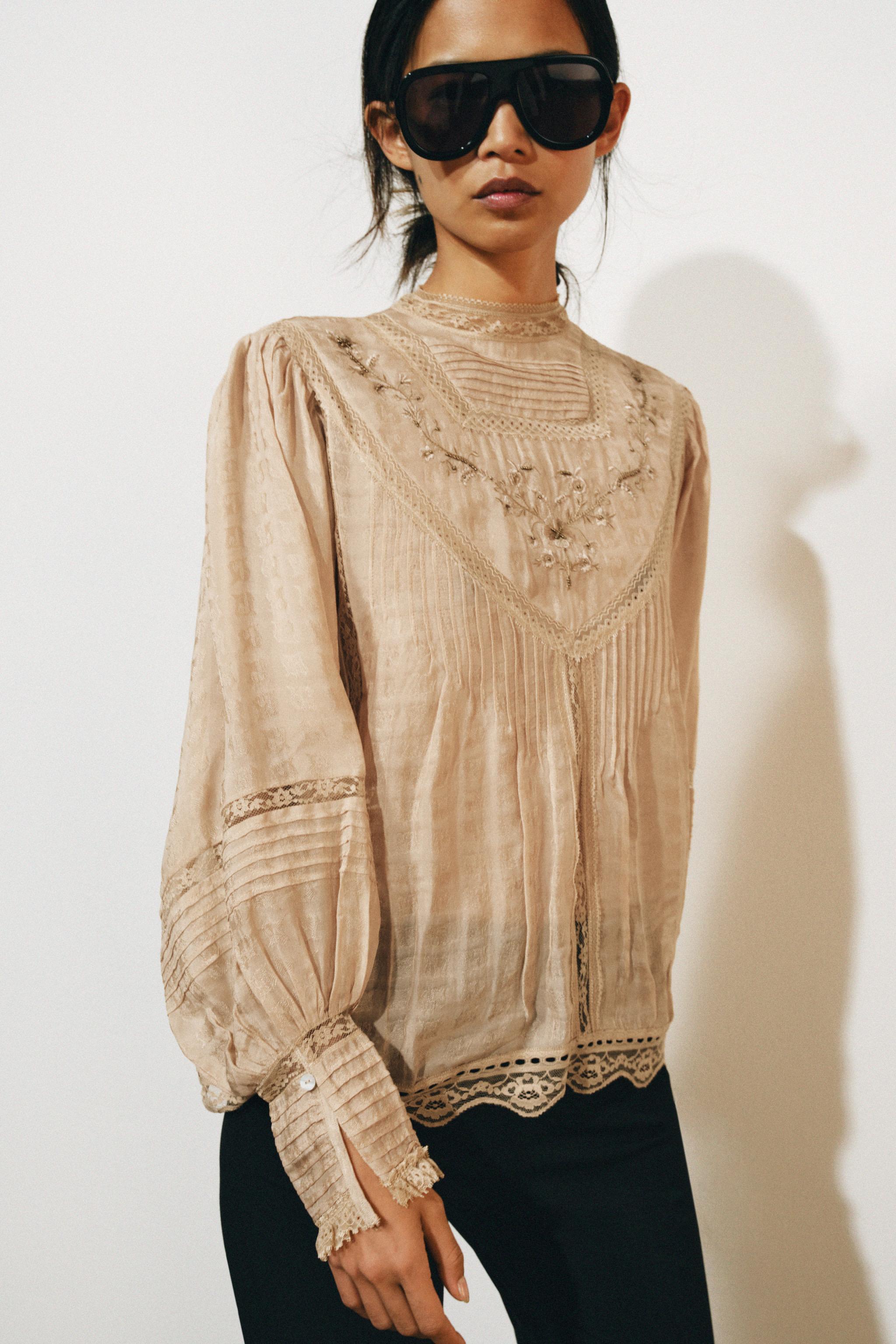 ZW COLLECTION EMBROIDERED ROMANTIC SHIRT — Orange