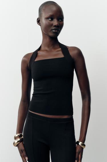 HALTER STRETCH TOP - Black by Zara