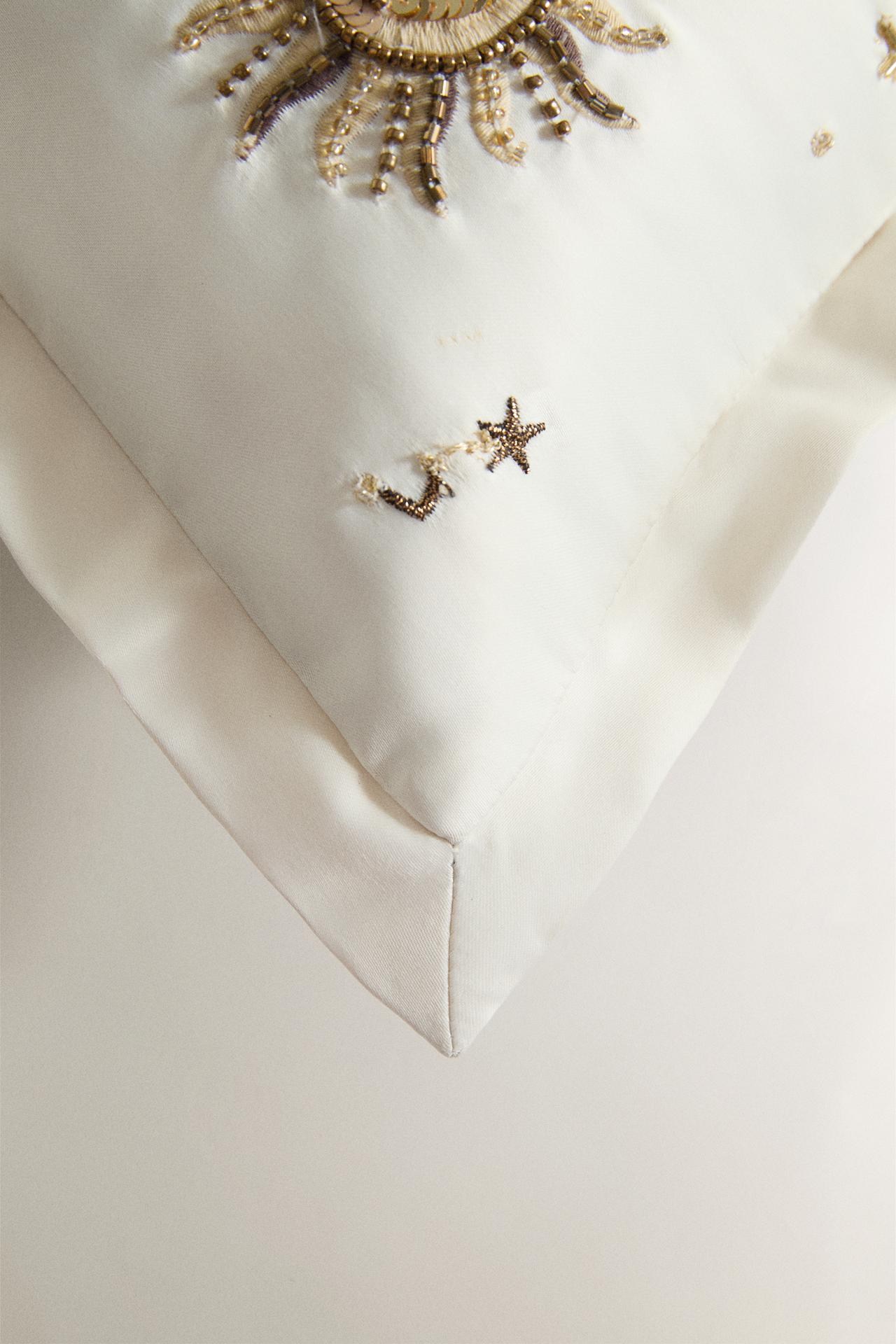 EMBROIDERED CUSHION | MARISA BERENSON — Beige