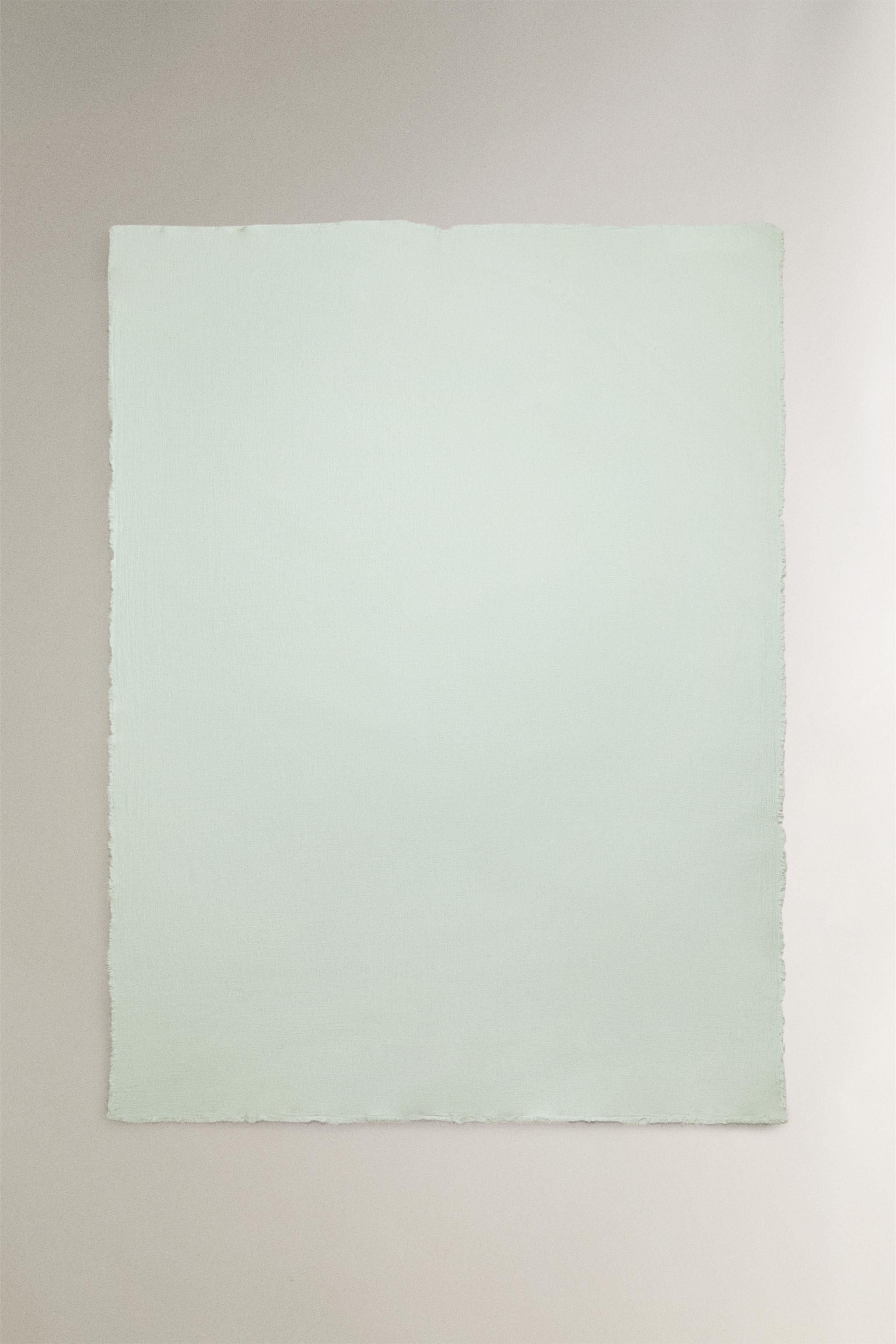 COTTON BLANKET WITH FRINGING — Washed green