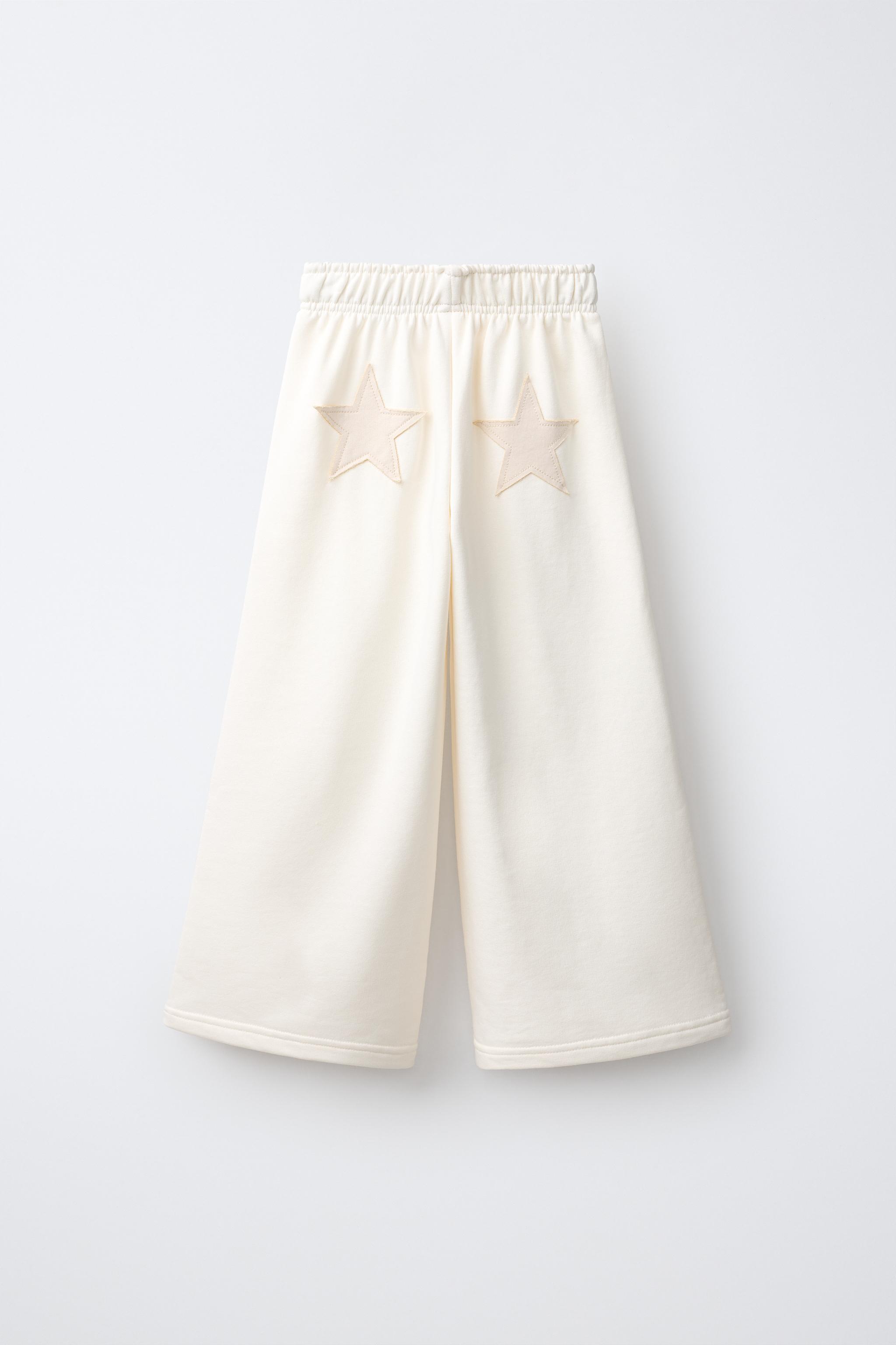 STAR PATCH WIDE LEG PANTS — Sand (alternate view)
