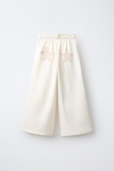 STAR PATCH WIDE LEG PANTS — Sand 2