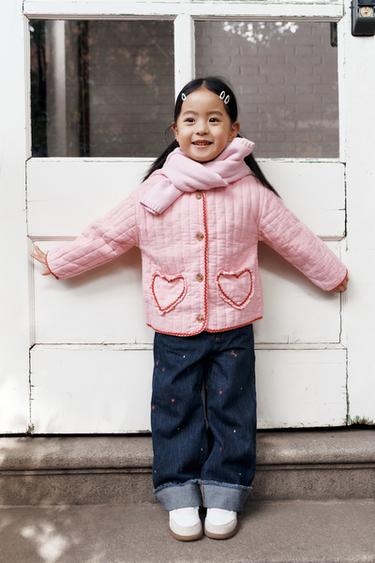 QUILTED JACKET WITH HEARTS - Light pink by Zara