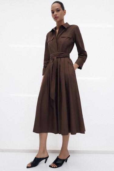 ZW COLLECTION SHIRT DRESS - Dark brown by Zara - Image 0