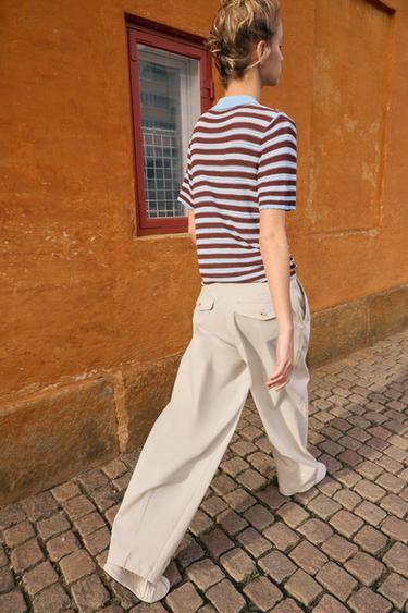 PANTALON BARREL À PINCES - Écru de Zara - Image 3