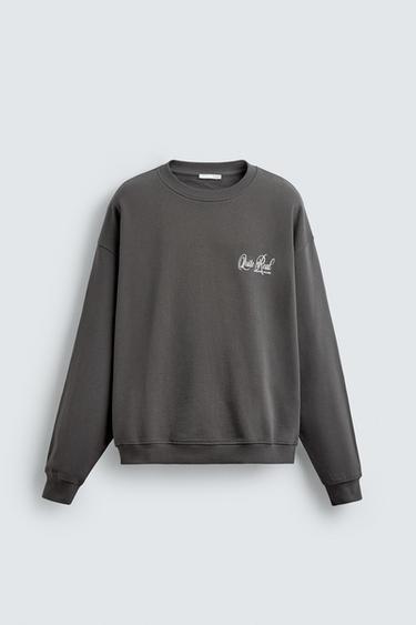 SWEAT COL ROND IMPRIMÉ - Gris anthracite de Zara