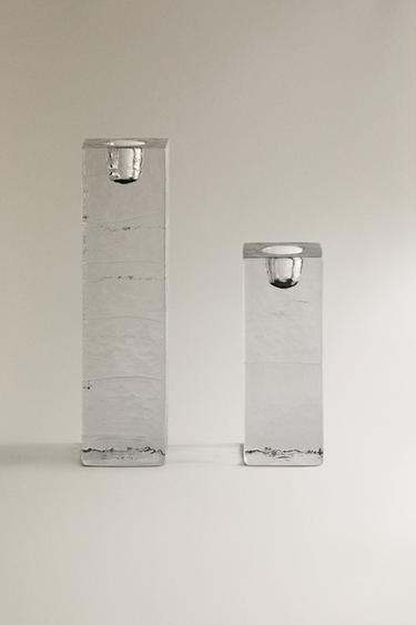 TEXTURED GLASS CANDLEHOLDER -  by Zara