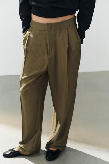 PLEATED FLOWING TROUSERS - mid khaki by Zara