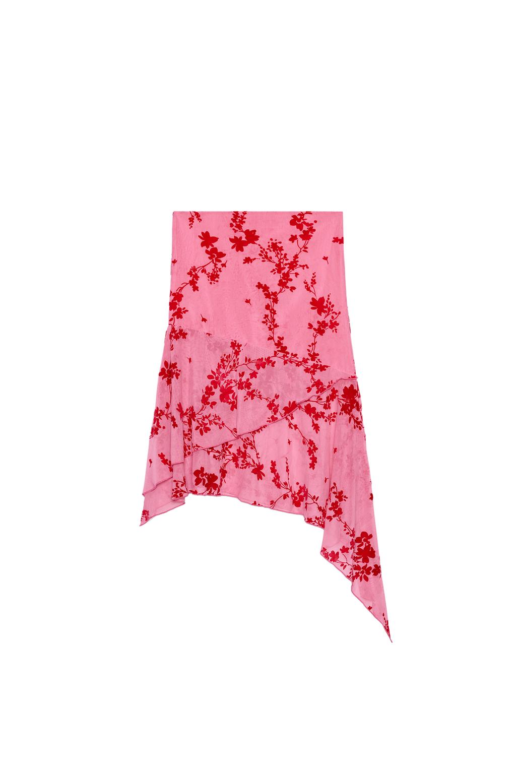 ASYMMETRIC FLOCKED TULLE MIDI SKIRT - image 3