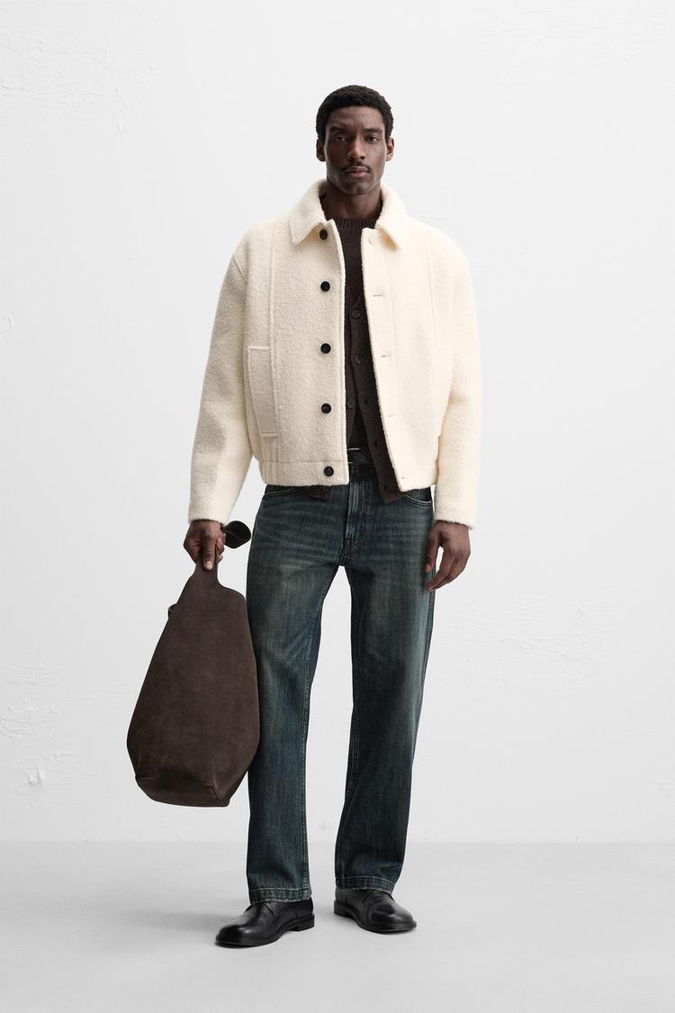 WOOL BLEND BOUCLÉ JACKET Ecru ZARA Australia