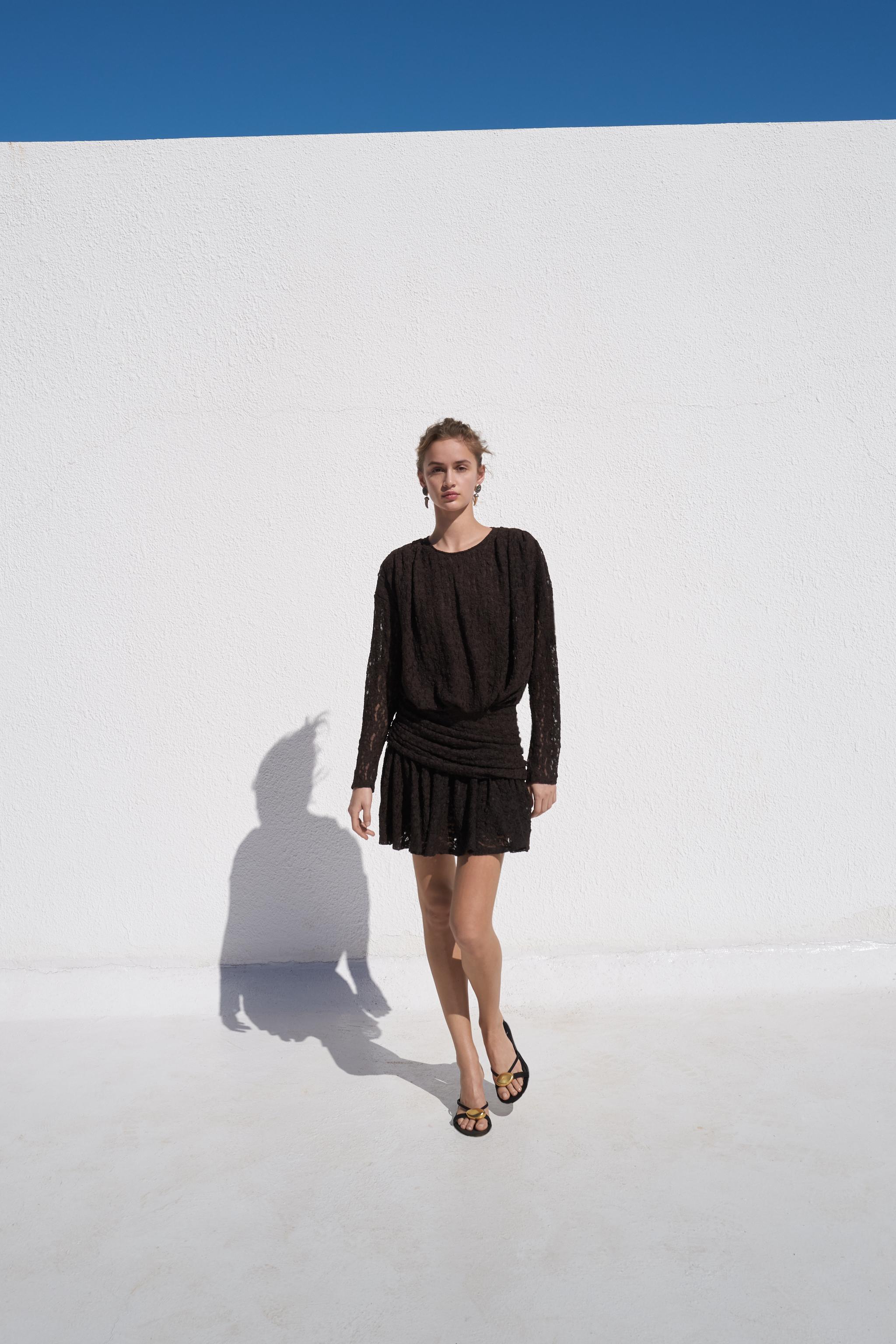 ショート丈レースワンピース - チョコレート | ZARA Japan / 日本