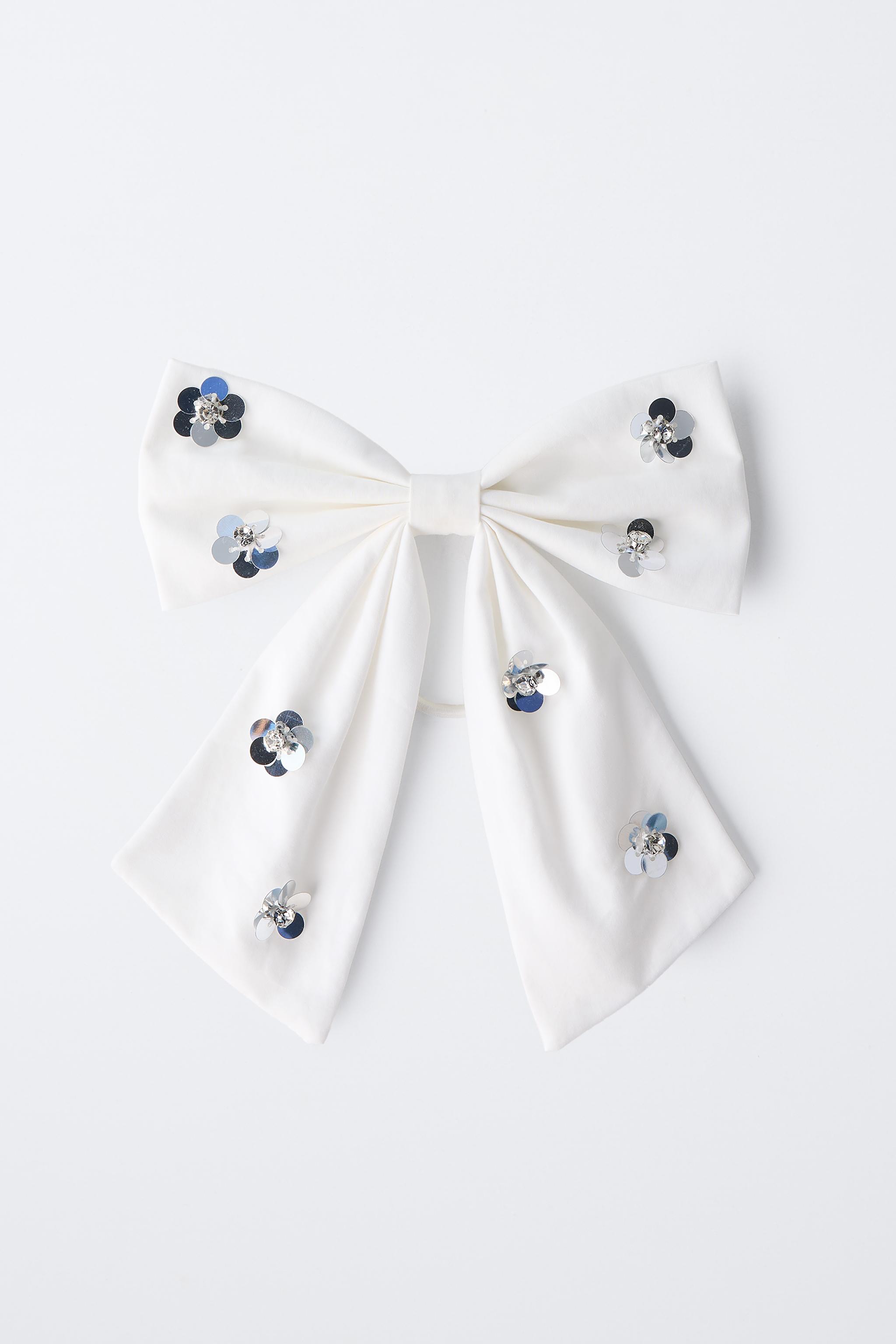 【日本未入荷】Simple Retro/Alba White Bow Tie 付け襟 刺繍 Vintage White Bow Tie Blouse - Elegant Sheer Button Down