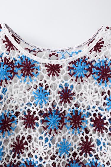 PULL EN MAILLE CROCHET À FLEURS - Multicolore de Zara - Image 2