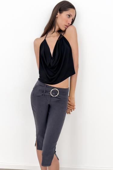 CAPRI TROUSERS WITH BELT - Dark grey by Zara - Image 2