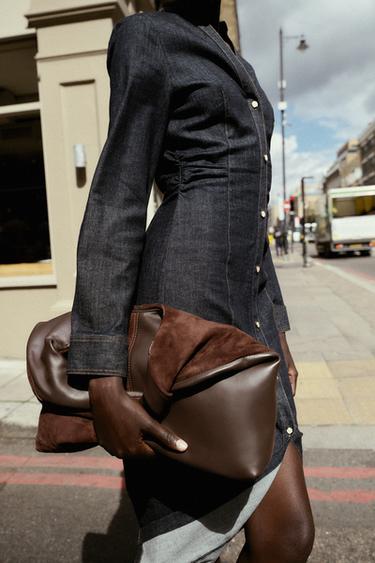 VESTIDO MIDI DENIM ENTALLADO - Azul de Zara