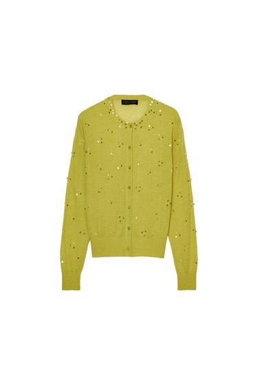 جاكيت بغرزة و ترتر - أخضر تفاحي by Zara