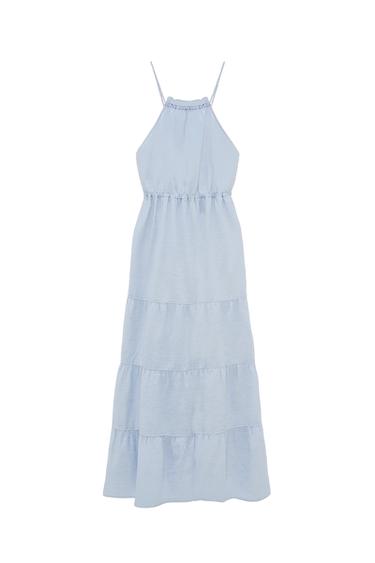 LINEN BLEND MIDI DRESS
