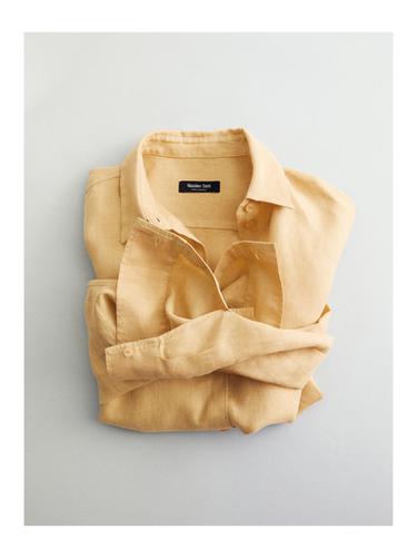 Camisa fluida 100% lino - Amarillo de Zara
