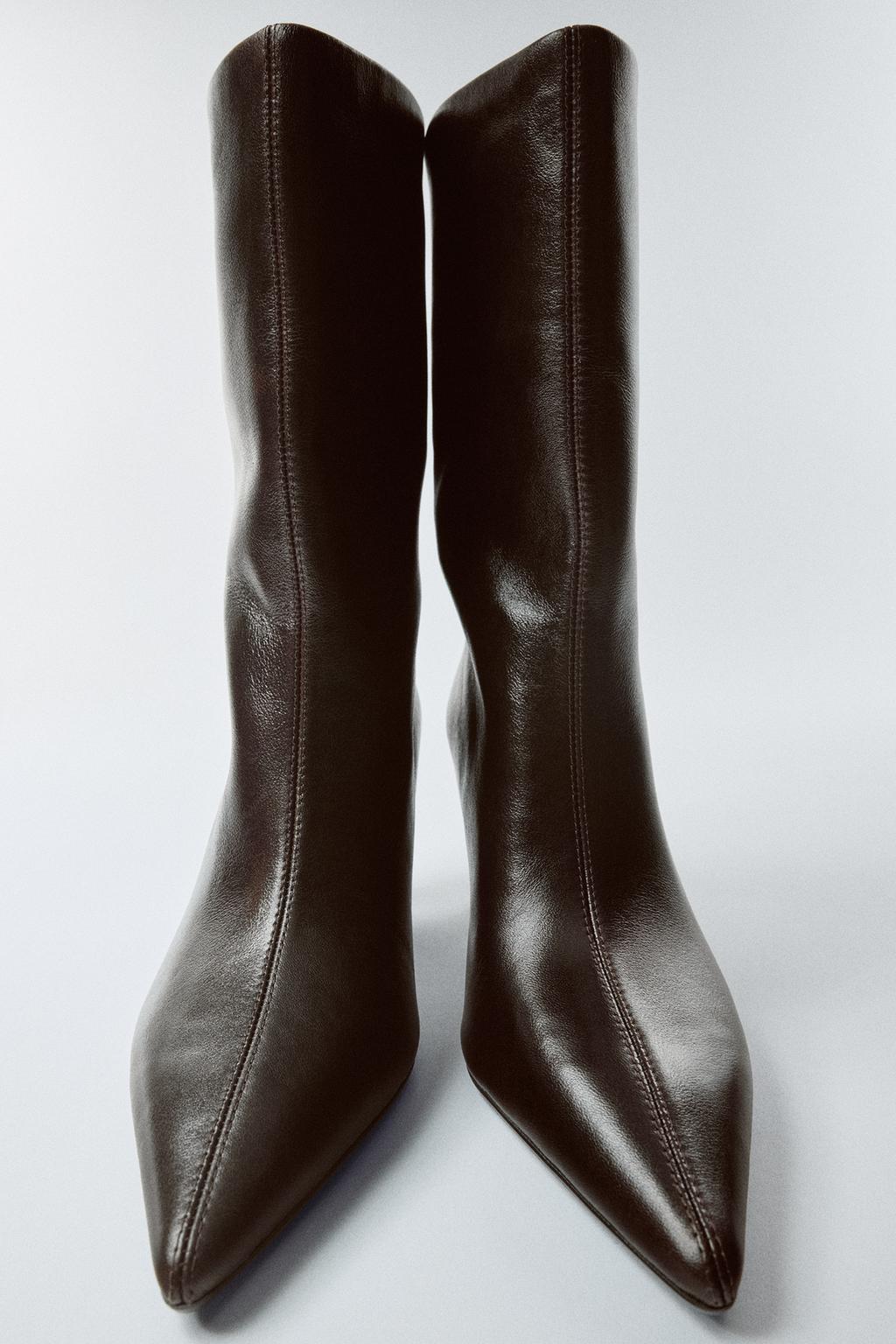 LEATHER HEELED ANKLE BOOTS