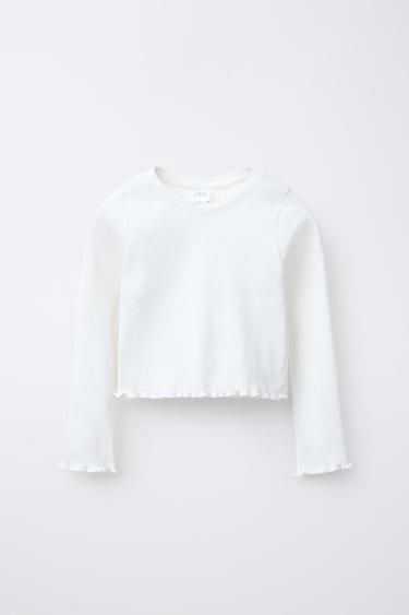Zara RIB T-SHIRT - Oyster-white