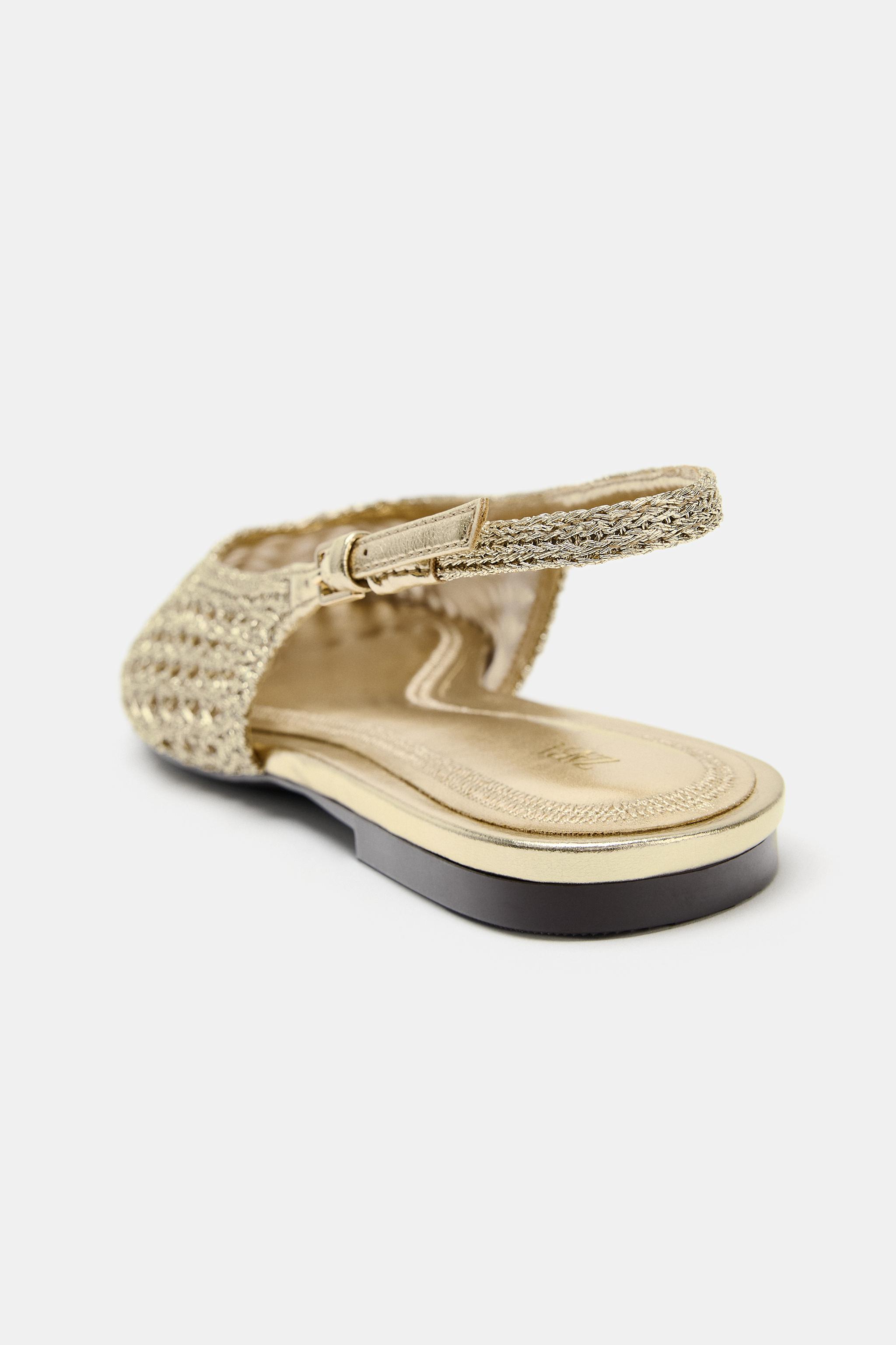 METALLIC BRAIDED EFFECT SLINGBACK FLATS