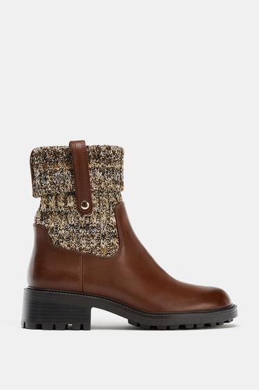 FLAT SOCK ANKLE BOOTS - Brown by Zara