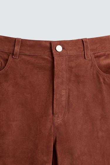 LIMITED EDITION SUEDE LEATHER TROUSERS - Russet by Zara - Image 2