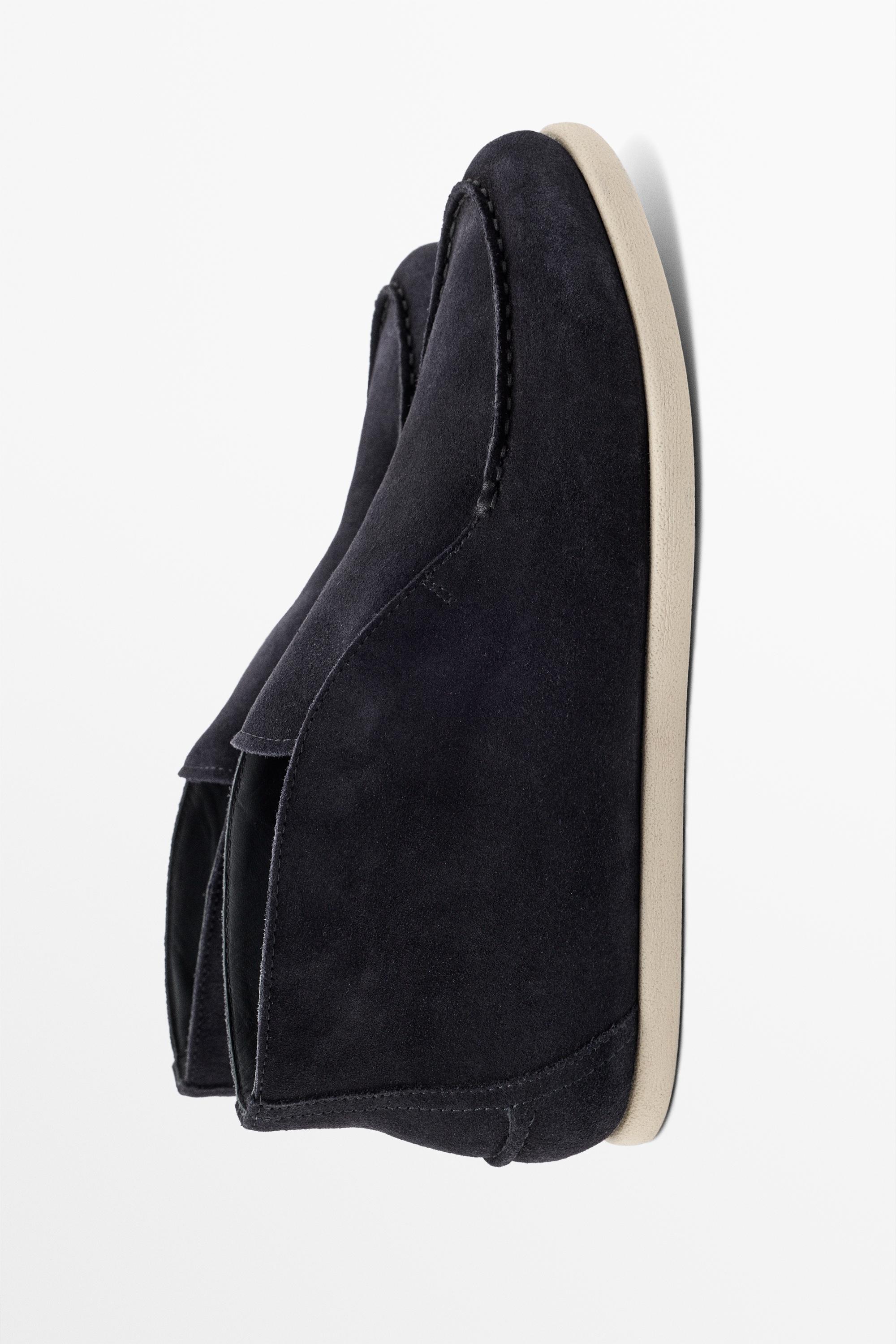 Mocassin bottine croûte de cuir