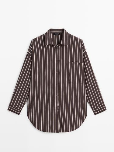 Camisa rayas holgada - Marrón de Zara - Imagen 0