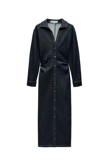 DENIM LOOK SHIRT DRESS