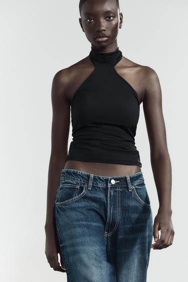 TOP HALTER POLYAMIDE - Noir de Zara - Image 1