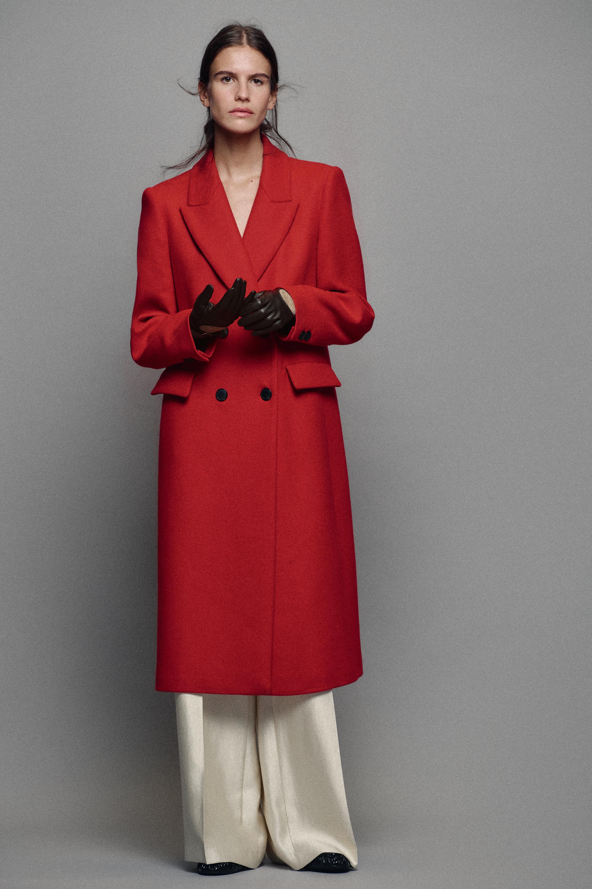Combined Leather-Effect Short Gloves by Zara