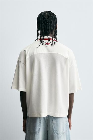 RETRO FOOTBALL PRINT POLO SHIRT - Ecru by Zara - Image 2