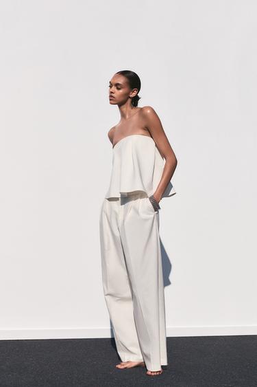 TOP BUSTIER PLIS - Écru de Zara