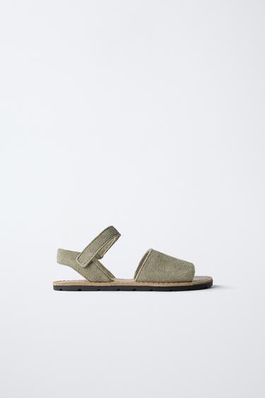 SANDALIA PIEL - Verde Caqui de Zara