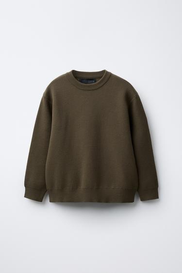 Zara BASIC KNIT SWEATER - Dark khaki