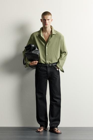 FLOWING CHECK SHIRT - Mid-green by Zara - Image 0
