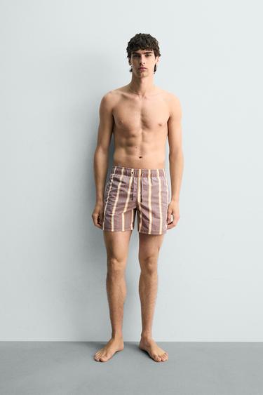 LONG STRIPED SWIMMING TRUNKS - Multicoloured by Zara - Image 0