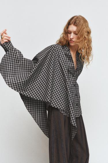 CAMISA CUADROS PAÑUELO ZW COLLECTION - Marino de Zara