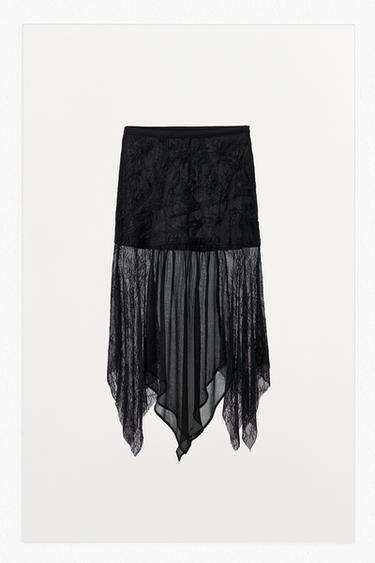 COMBINED GEORGETTE SKIRT - Black by Zara