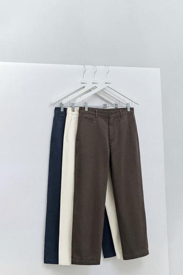 CALÇAS CHINO DE CORTE DIREITO - Branco da Zara