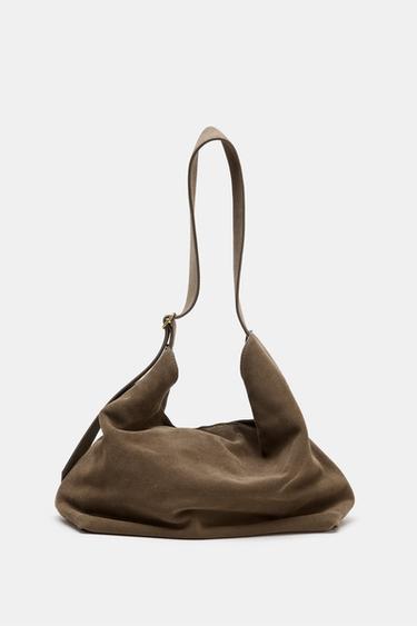 BOLSA MAXI SHOULDER BAG DETALHE ARGOLA COURO - Marrom da Zara - Imagem 0