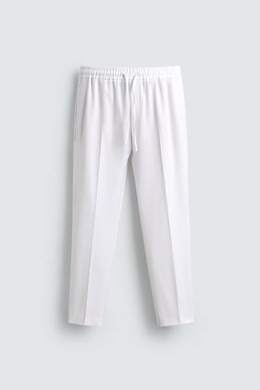 CALÇA DE CINTURA JOGGER CONFORT - Branco-marfim da Zara