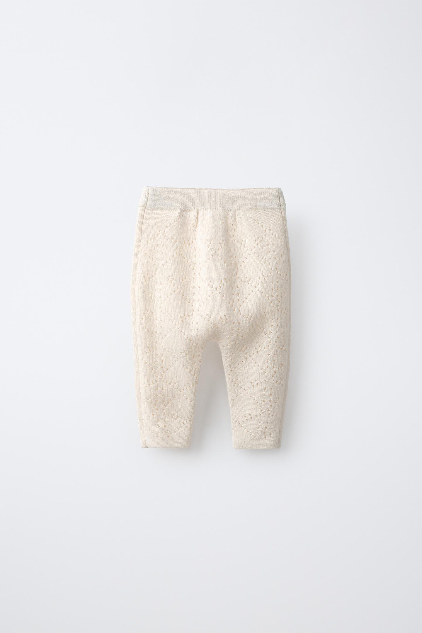 Детские леггинсы Zara Open-Knit Wool and Cashmere, цвет: Светлый бежевый — фото 2